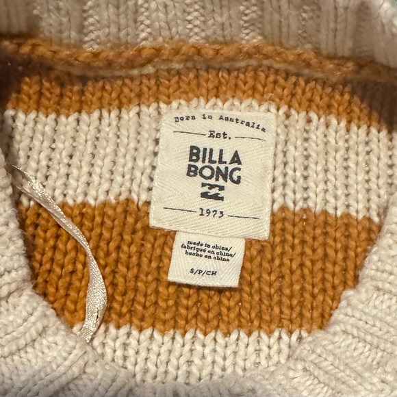 Billabong Striped Tan and Cream Sweater Size Small - Picture 3 of 5